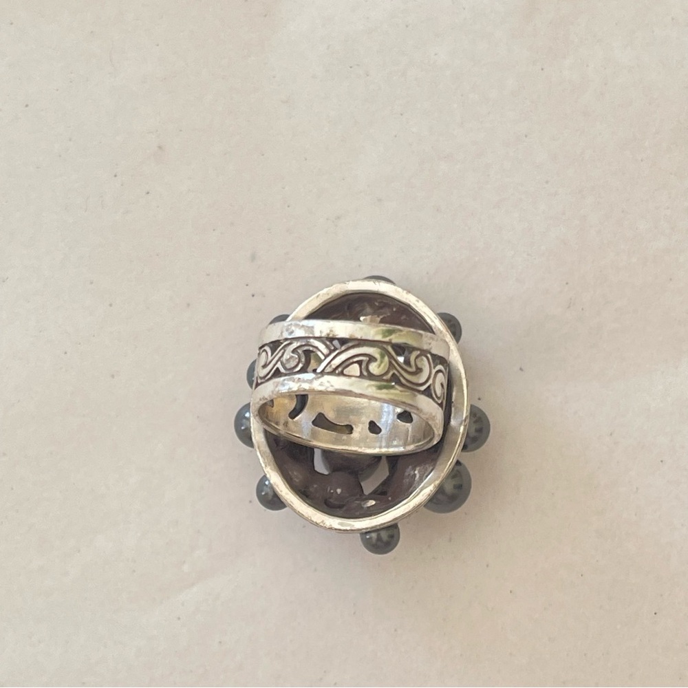 Dramatic Brighton Ring: Black Pearl Ring Size 6 U… - image 5